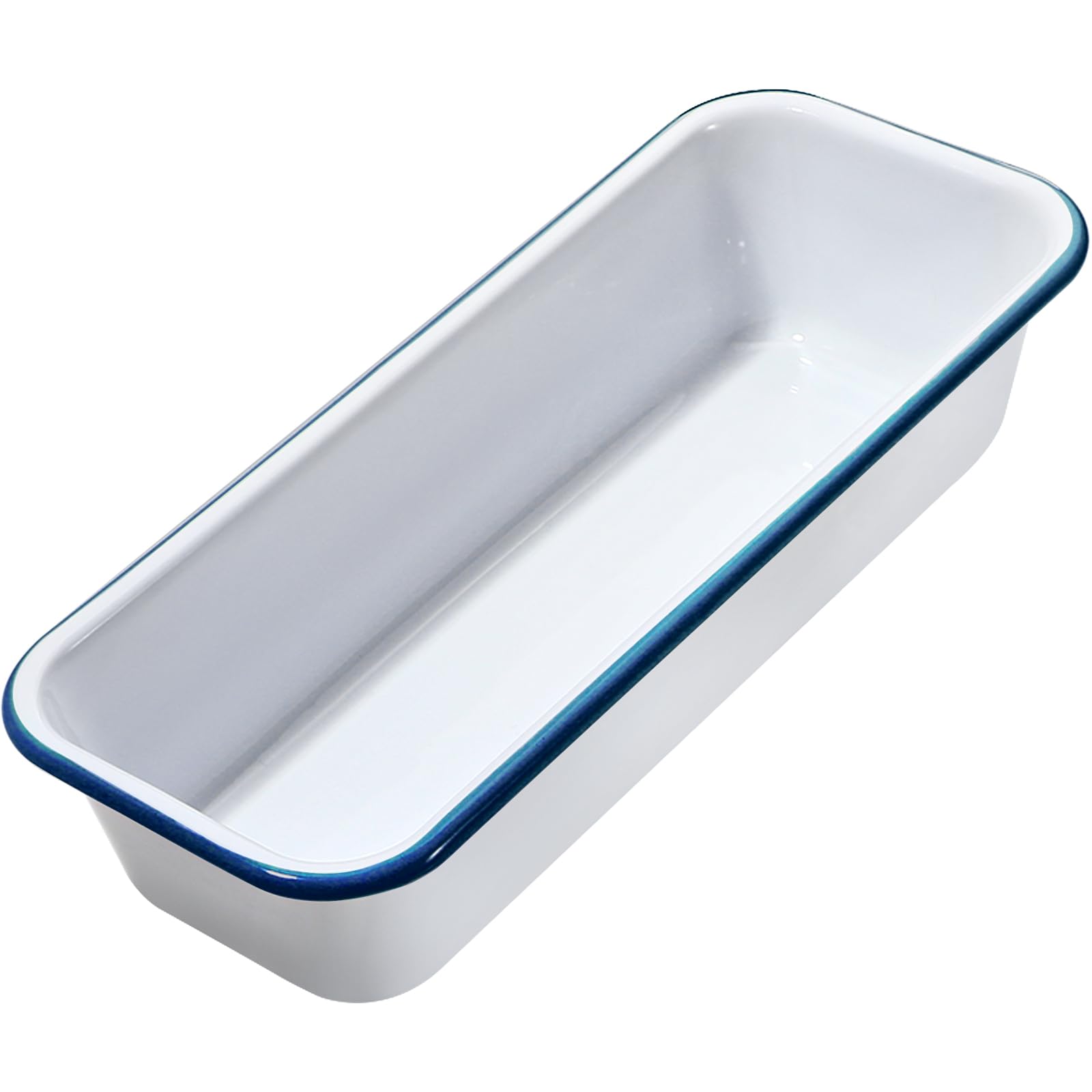 Webake Large Enamel Bread Pan, Long Banana Bread Loaf Pan for Baking, NonStick Rectangle Cake Pan Enamelware White 12 x 4.5 Inc
