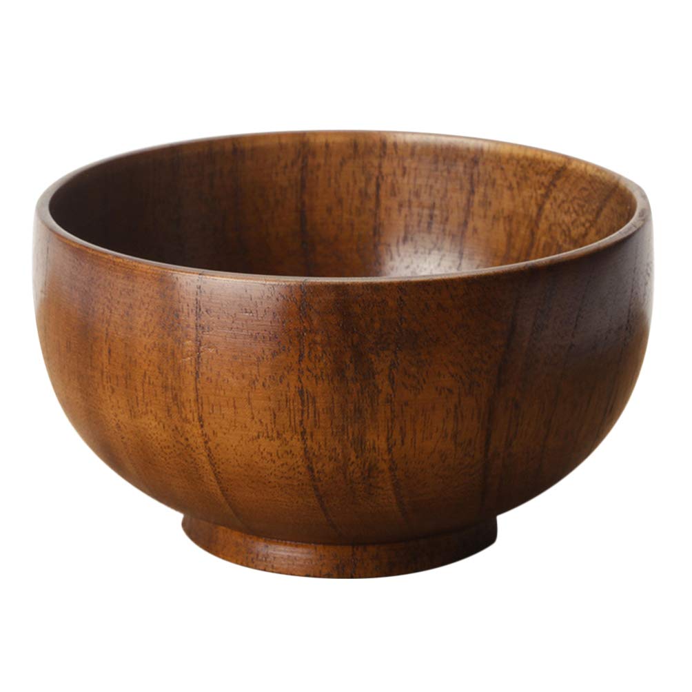 Hemoton 1Pc 10X6.5Cm Simple Wooden Bowl Food Bowl Handmade Wood Bowl Soup Bowls Cereal Bowls Rice Bowls Mixing Bowls Wooden Sala