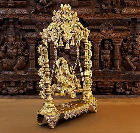 Mvs Madh Ventures Brass Ganesh Bhagwan Jhula Idol Ganesha Swing Ganpati Bappa Jhoola Murti For Home House Warming Mandir Office
