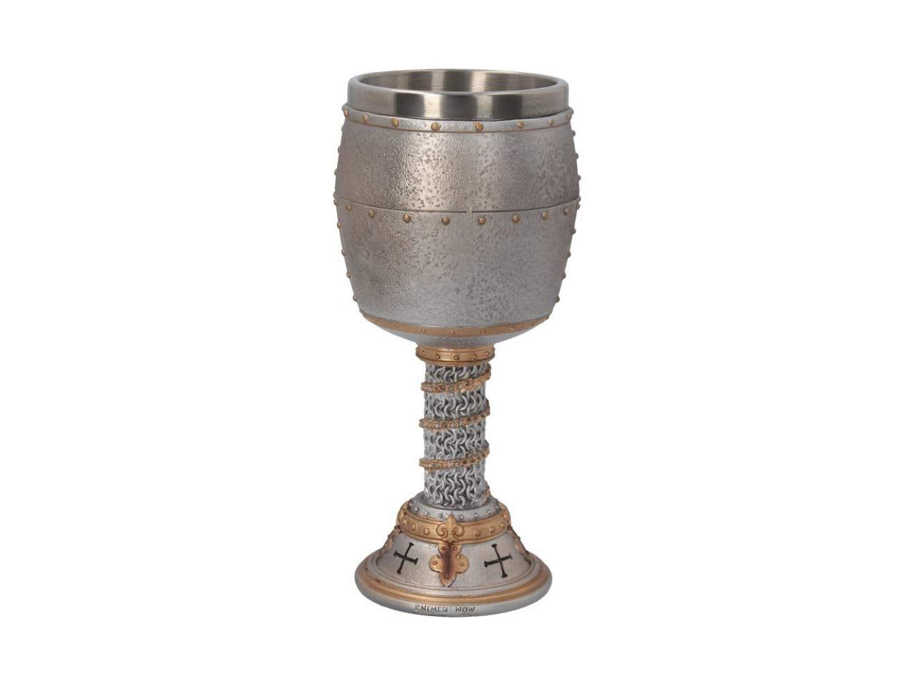 Nemesis Now B3245H7 Crusader Goblet 18Cm Silver, Resin W/Stainless Steel Insert, One Size
