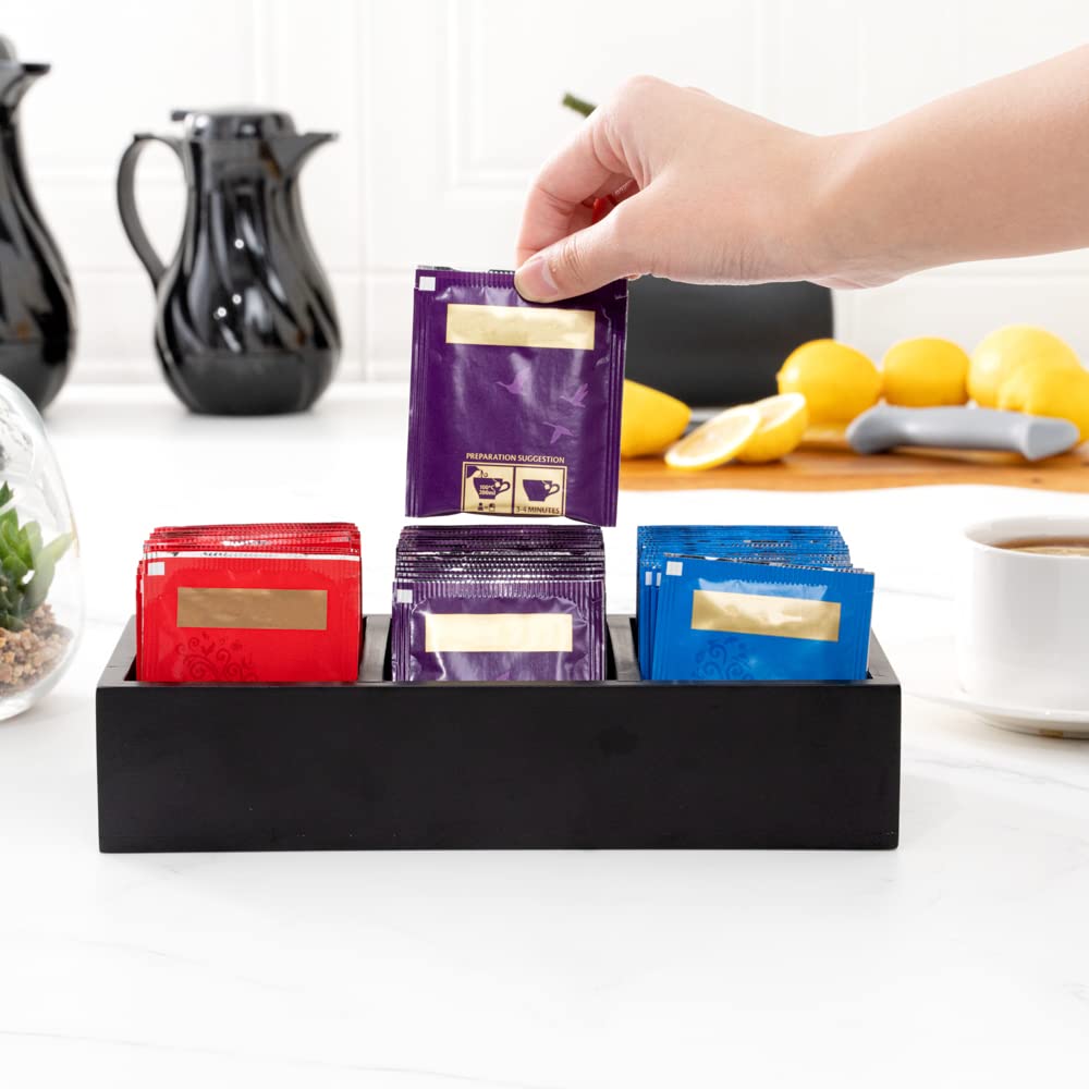 Restaurantware 9.5X4.25X2 Inch Coffee Condiment Organizer,1 Rectangle Creamer Organizer-3 Compartments,Break-Resistant,Black Bam