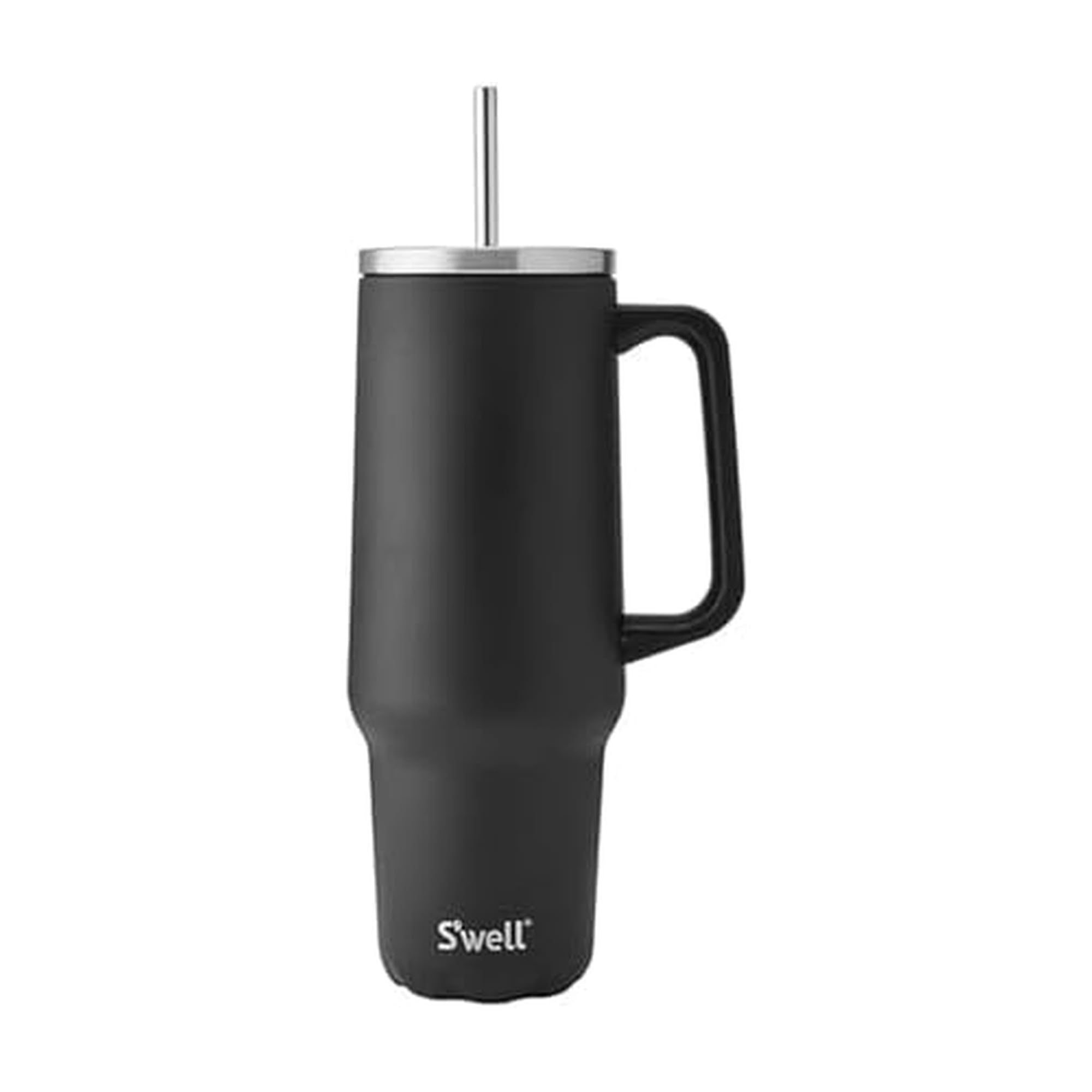 Swell Recycled Stainless Steel Tumbler XL with Straw and Handle, 40oz, Onyx, Triple Layered Vacuum Insulated Container Keeps Dr