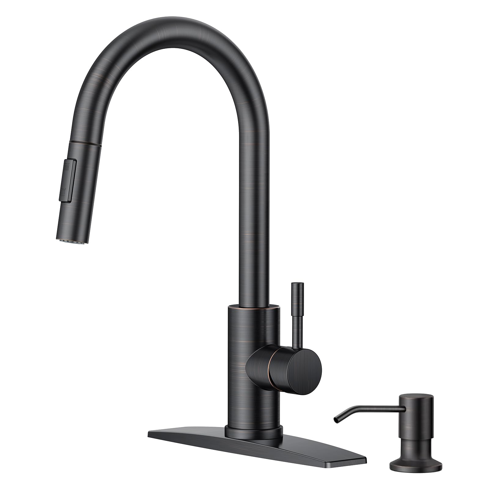 Forious Kitchen Faucet With Soap Dispenser, Orb Kitchen Faucet With Pull Down Sprayer, Stainless Steel Modern Kitchen Sink Fauce