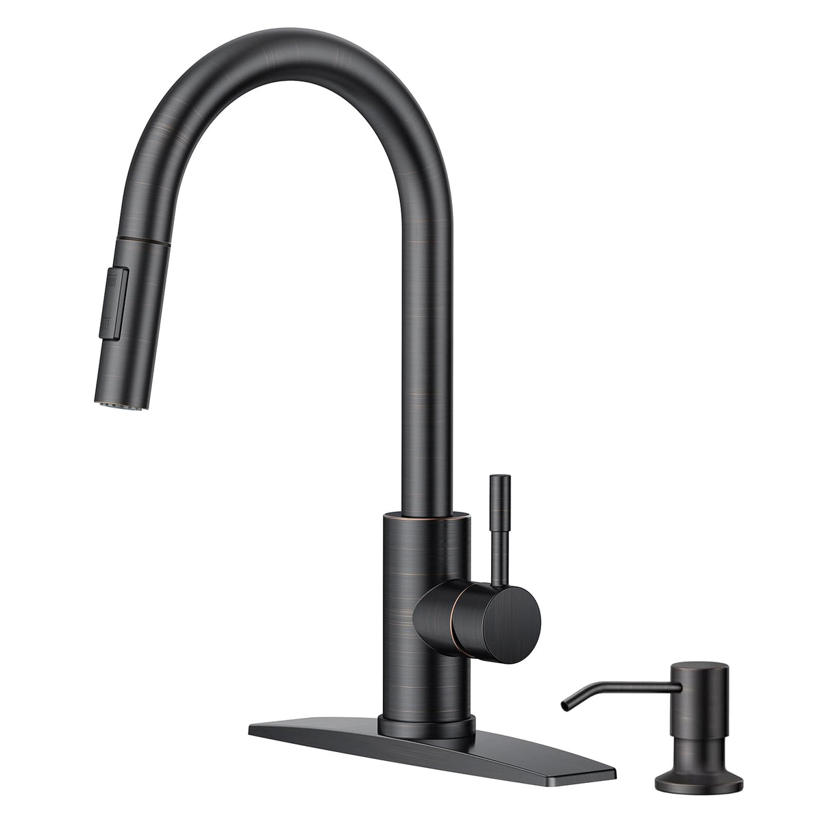 Forious Kitchen Faucet With Soap Dispenser, Orb Kitchen Faucet With Pull Down Sprayer, Stainless Steel Modern Kitchen Sink Fauce
