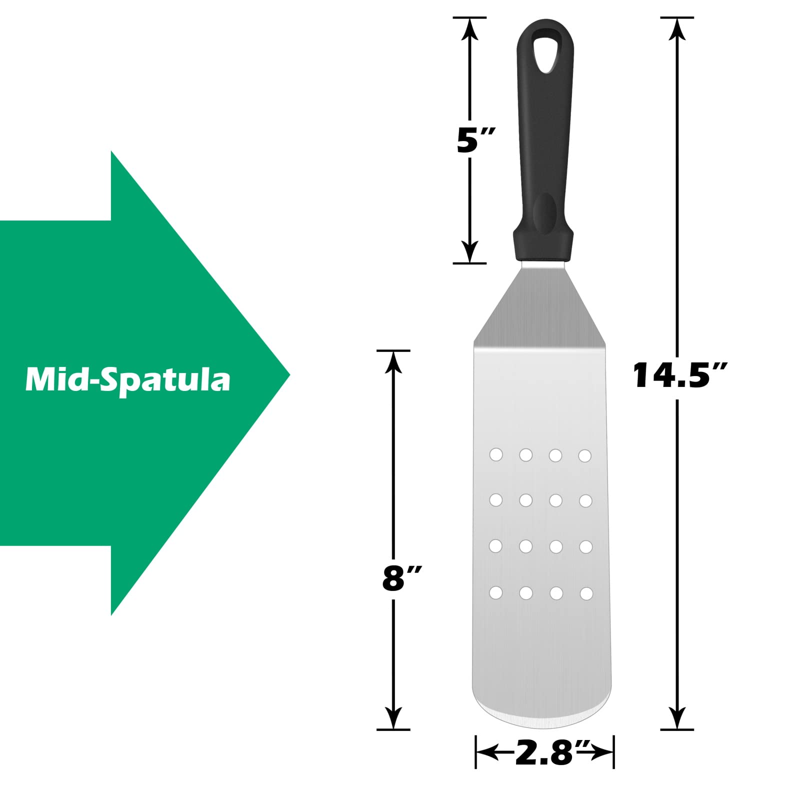 Metal Spatula Set Of 2, Hasteel 14.5 X 2.8In Heavy Duty Perforated & Solid Griddle Tuner Flipper, Long Stainless Steel Griddle T