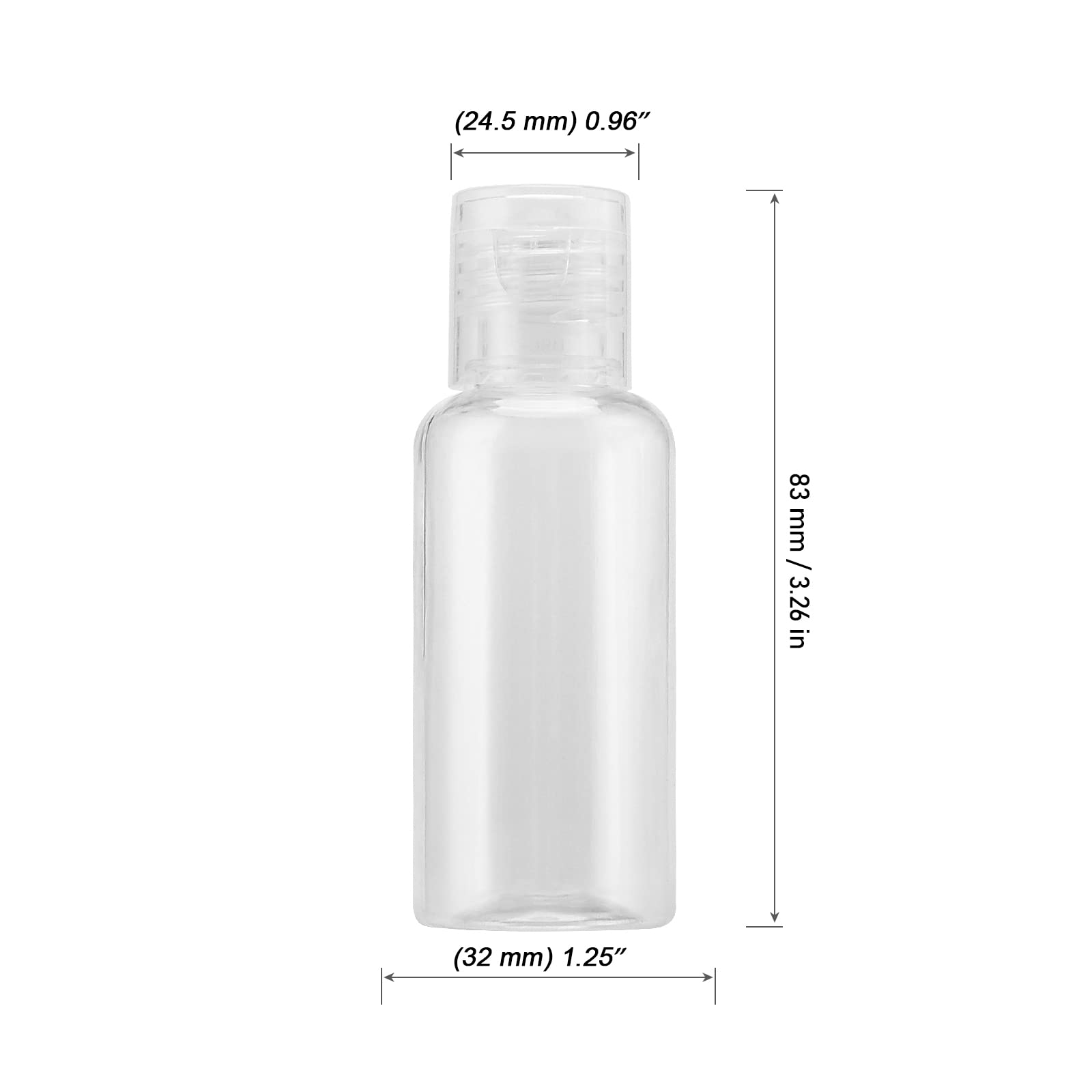 Mouyat 110 Pack 1Oz Clear Plastic Flip Cap Bottles, 30Ml Empty Squeeze Travel Bottles With Flip Cap, Mini Refillable Flip Cap Tr