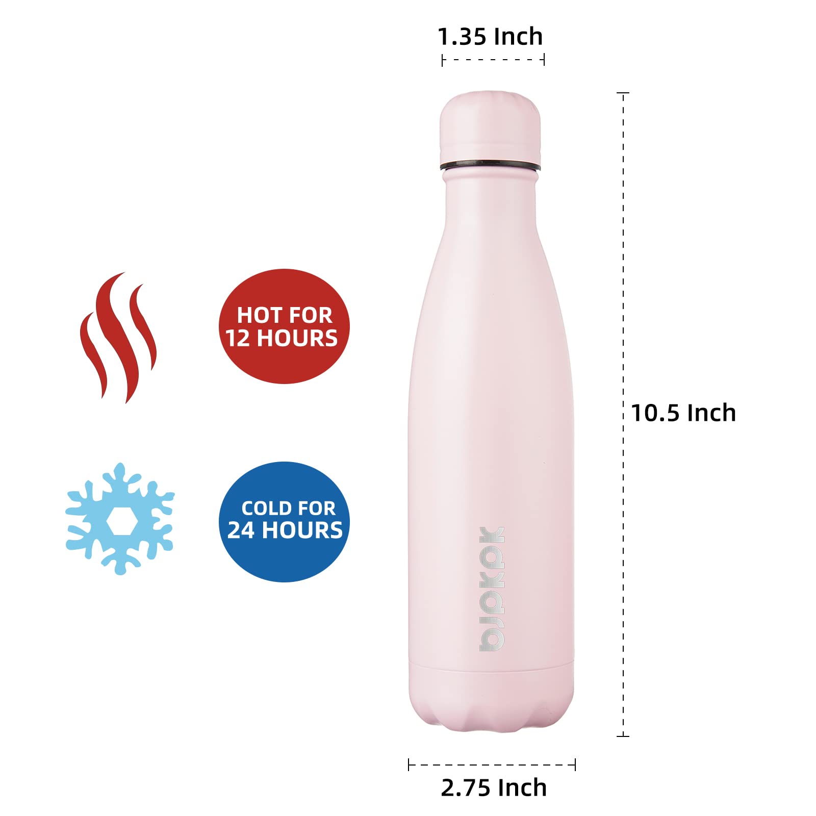 Bjpkpk Stainless Steel Water Bottles 17Oz Insulated Water Bottle Keep Cold And Hot,Sakura Pink