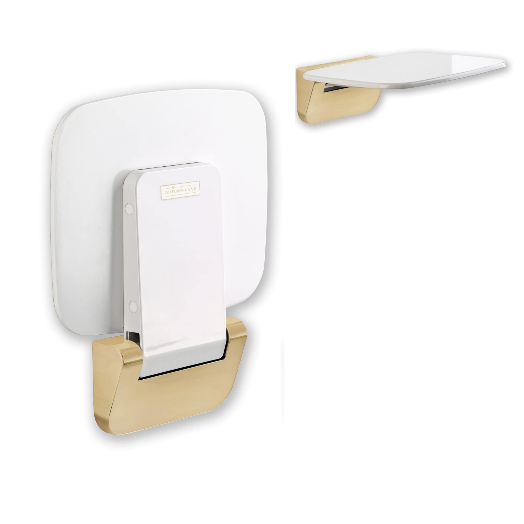 Autumn Lane Folding Shower Seat Wall Mounted- Up To 350Lbs, Secure Folding Shower Bench, Space Saving Mounted Shower Seat, Luxur