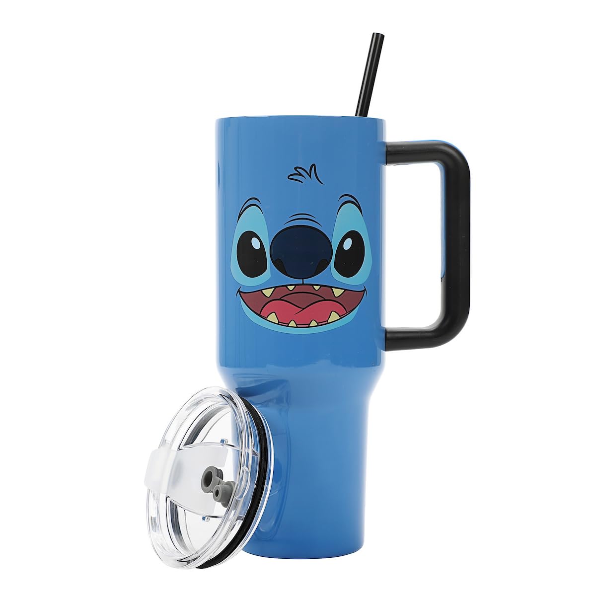 Bioworld Disney Stitch Face 40 Oz Blue Stainless Steel Tumbler with Handle