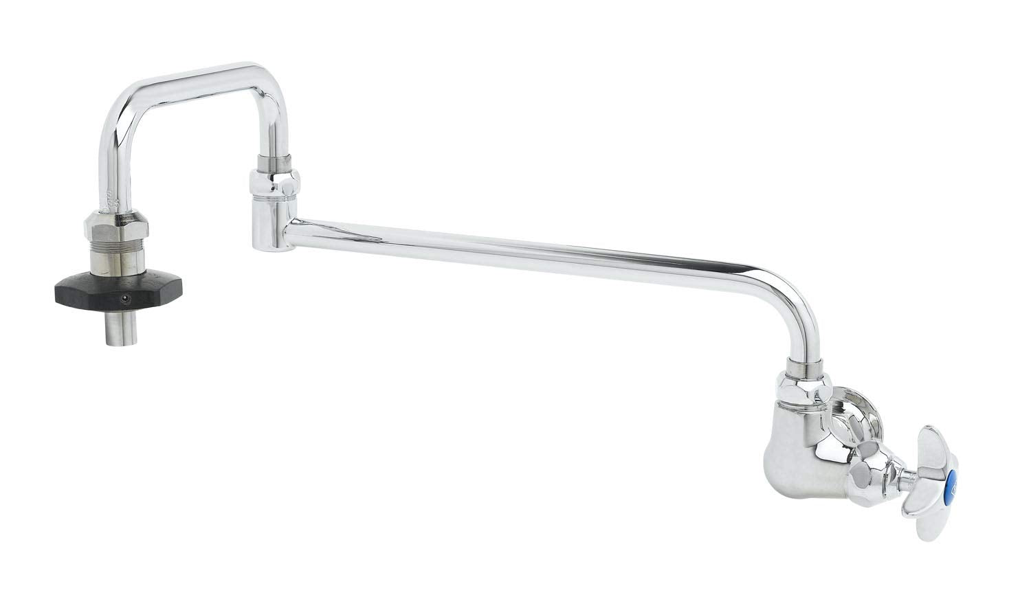 T&S Brass B-0592 Wall Mount Single Control Insulated On-Off Control Pot Filler With 18-Inch Double Joint Nozzle, Chrome,Silver