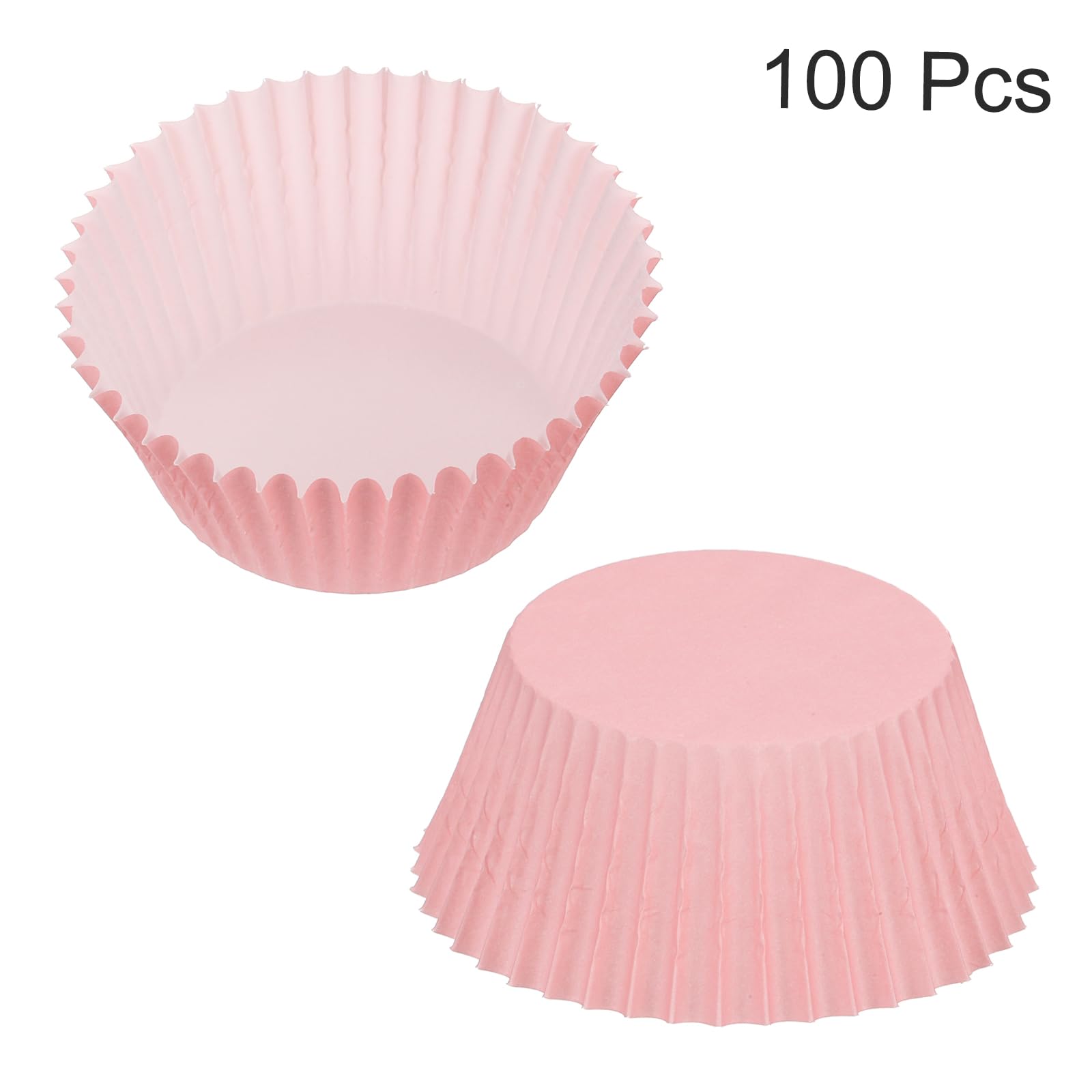 Uxcell 100 Pcs Cupcake Liners, Muffins Paper Baking Cups Wrappers Standard Greaseproof For Baking Cupcake Wrapper, Pink