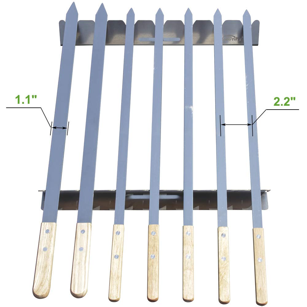 Goutime Stainless Steel Shish Kabob Skewer Rack with Storage Bag  Universal Barbecue BBQ Skewers Holder for Grill