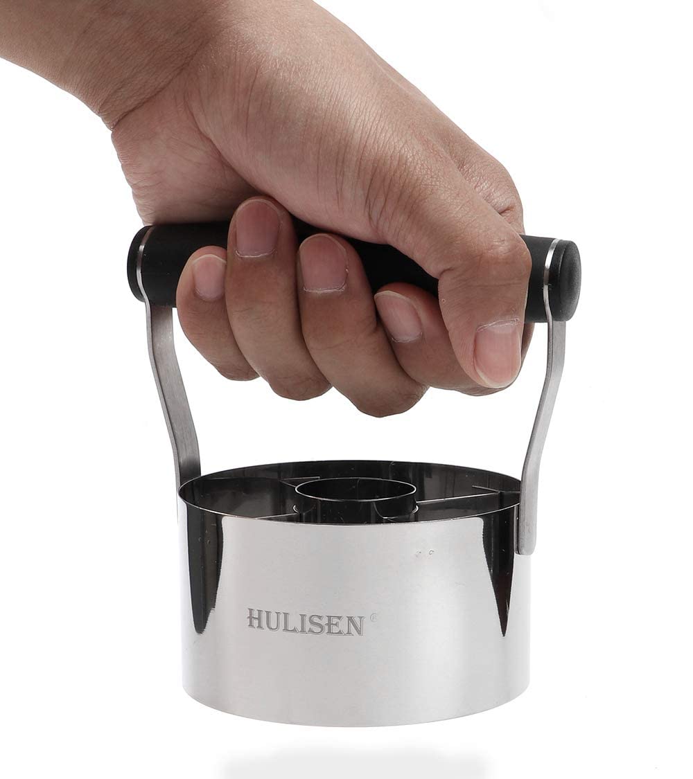 HULISEN Donut Cutter  3.5 inch Stainless Steel Doughnut Cutter with Soft Grip Handle  and Small Biscuit Cutter  Professional Baking Dough Tools  Gift Package