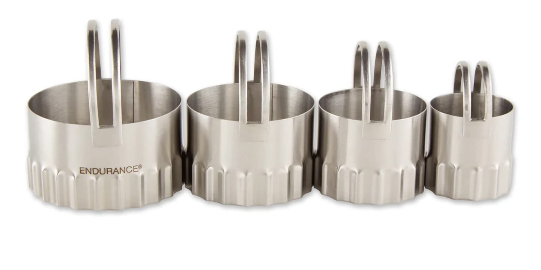 Rsvp International Endurance Ripple Round Biscuit Cutters - Stainless Steel, Set Of 4 | Nest For Easy Storage | For Cutting Thic