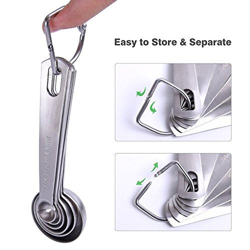 Tovantoe Stainless Steel Measuring Spoons, Silver