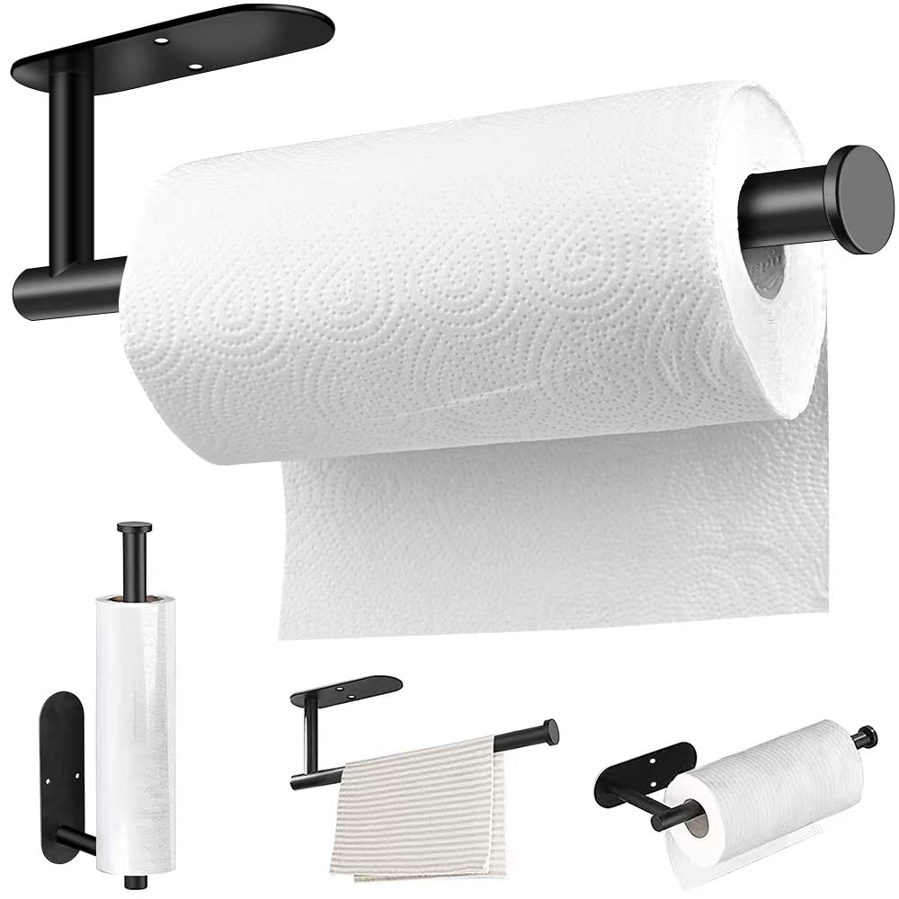 Mgahyi Paper Towel Holder Wall Mount, Self Adhesive Or Drilling Under Cabinet Kitchen, 13.2 Inch Stainless Steel Paper Towel Rol