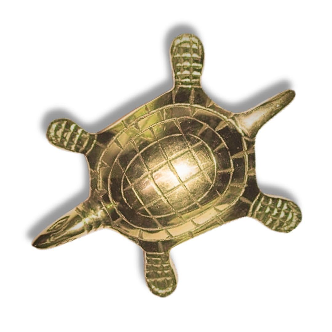 Brongs Brass Turtle Statue | Length - 12 Cm Aprrox. | Weight -330 Gram Approx | Vastu Idol For Home And Office | Zonal Placement