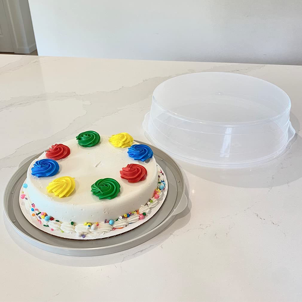 Evelots Pie Container, Keeper - 4 Pack - Cake, Muffin, Cupcake, Tortilla, Pizza Storage Carrier - 10 Inch Airtight With Lid - Cl