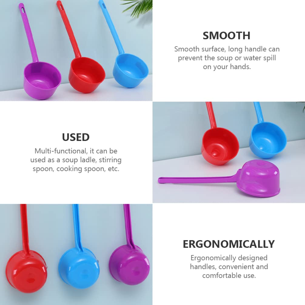 Sherchpry Plastic Ladle 10 Inch Plastic Water Ladle, 3Pcs Long Handle Water Ladle, Bathroom Water Scoop Cup, Bathing Ladle Conta