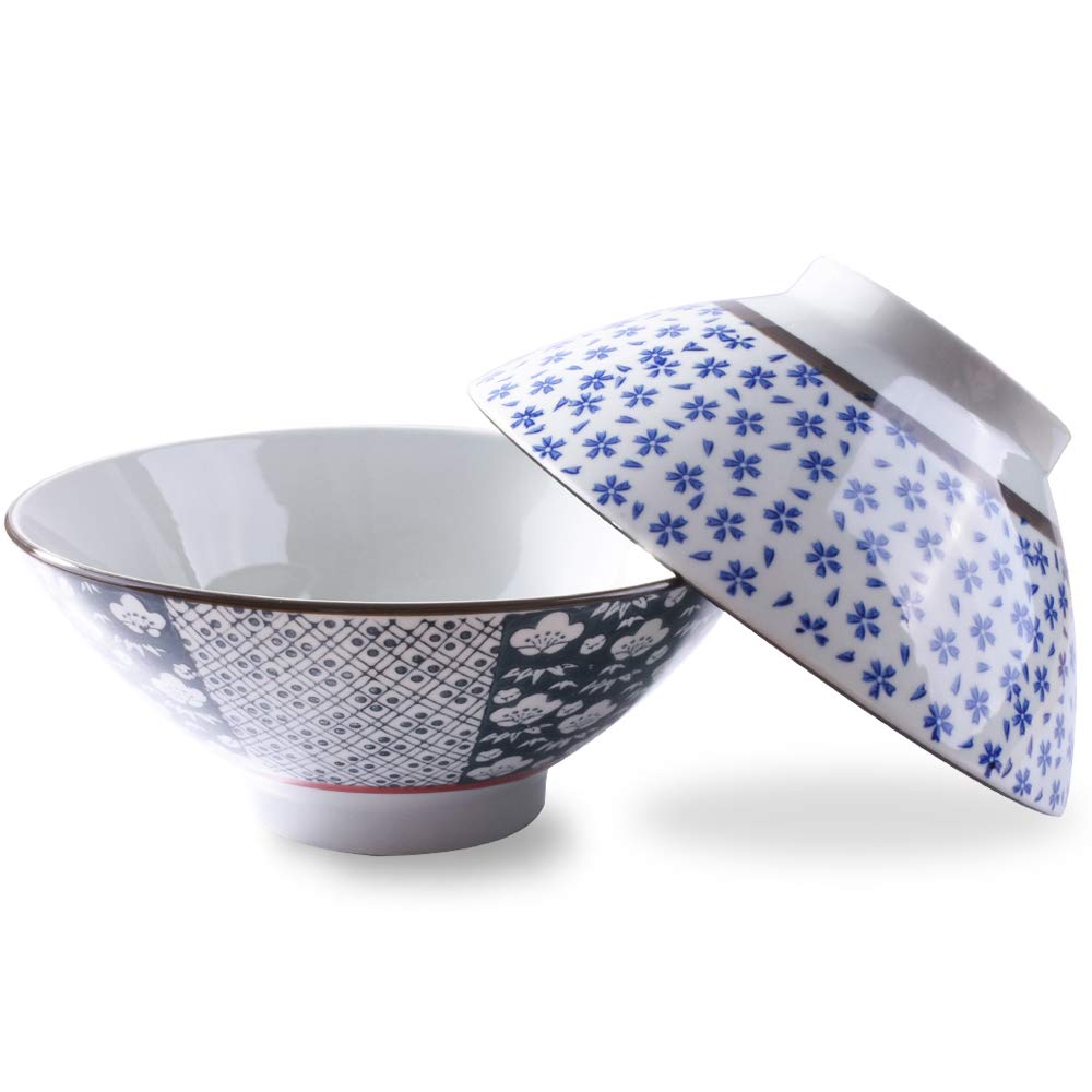 Cerficer Japanese Ramen Bowls Noodle Bowls Soup Bowls 7.5 Inch High Bowls For For Ramen Cereal Soup Pho Udon Asian Noodles Deep