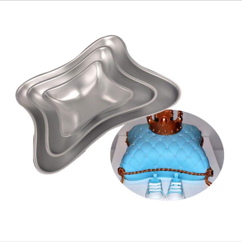 3 Pcs Cakes Pan Cake Baking Mold,Pillow Cake Pan Set Diy Pillow Shape Aluminum Cake Molds Set