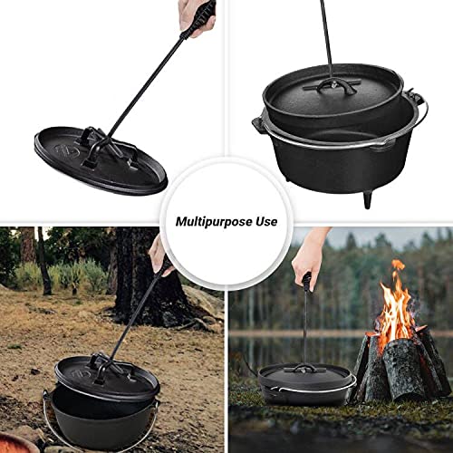 Stanbroil 15'' Dutch Oven Lid Lifter With Spiral Bail Handle, Cast Iron Dutch Oven Lid Lifter For Outdoor/Campfire Cooking Acces