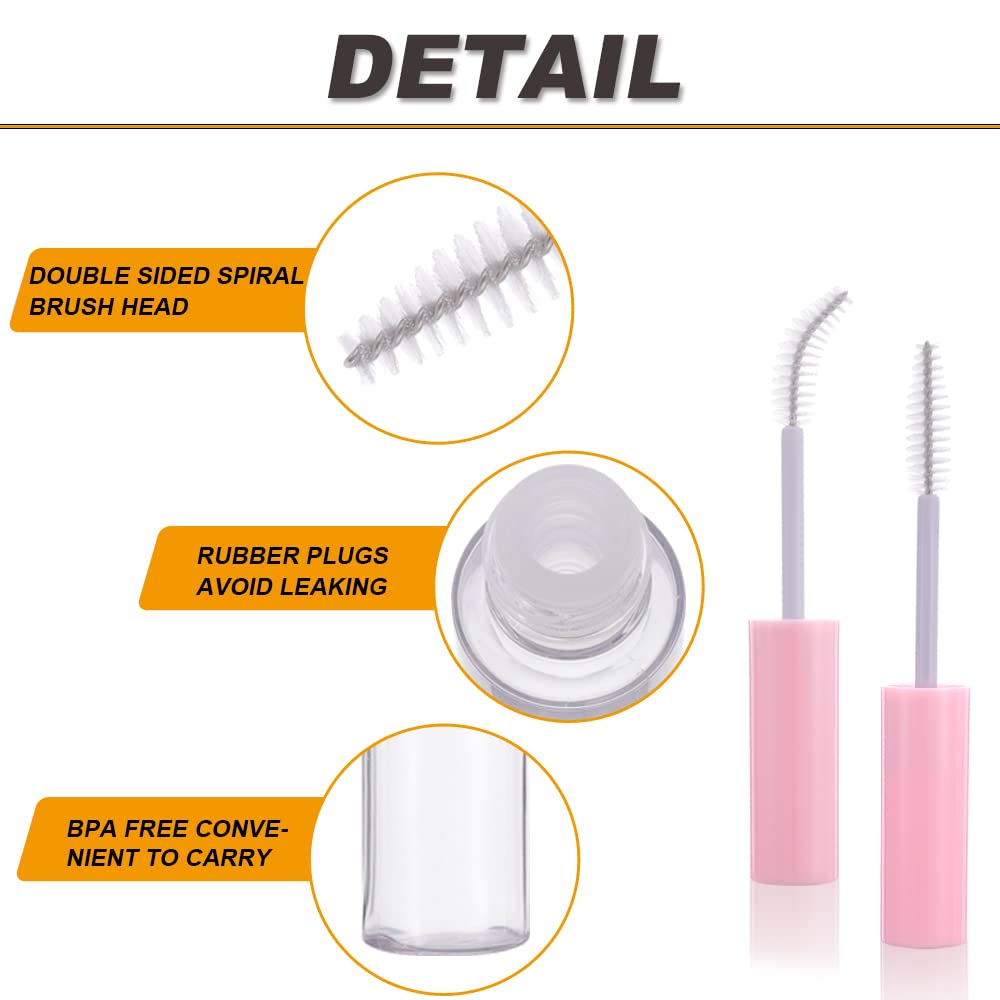 Yitou 12 Pcs 10Ml Empty Mascara Tube With Eyelash Wand For Castor Oil, Refillable Clear Bottle Sample Size Container For Eyelash