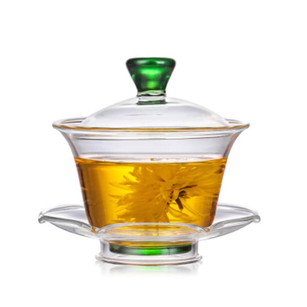 Woonsoon Chinese Glass Gaiwan Traditional Kongfu Tea Cup 170Ml,Classic Tea Set Cup With Lid And Saucer