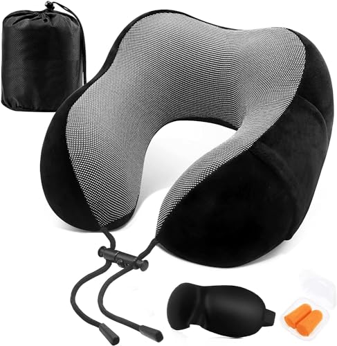 Niwlix Travel Pillow Memory Foam Pillow, Neck Pillow For Airplane, Neck & Head Support Pillow For Sleeping Rest & Car, Travel Pi