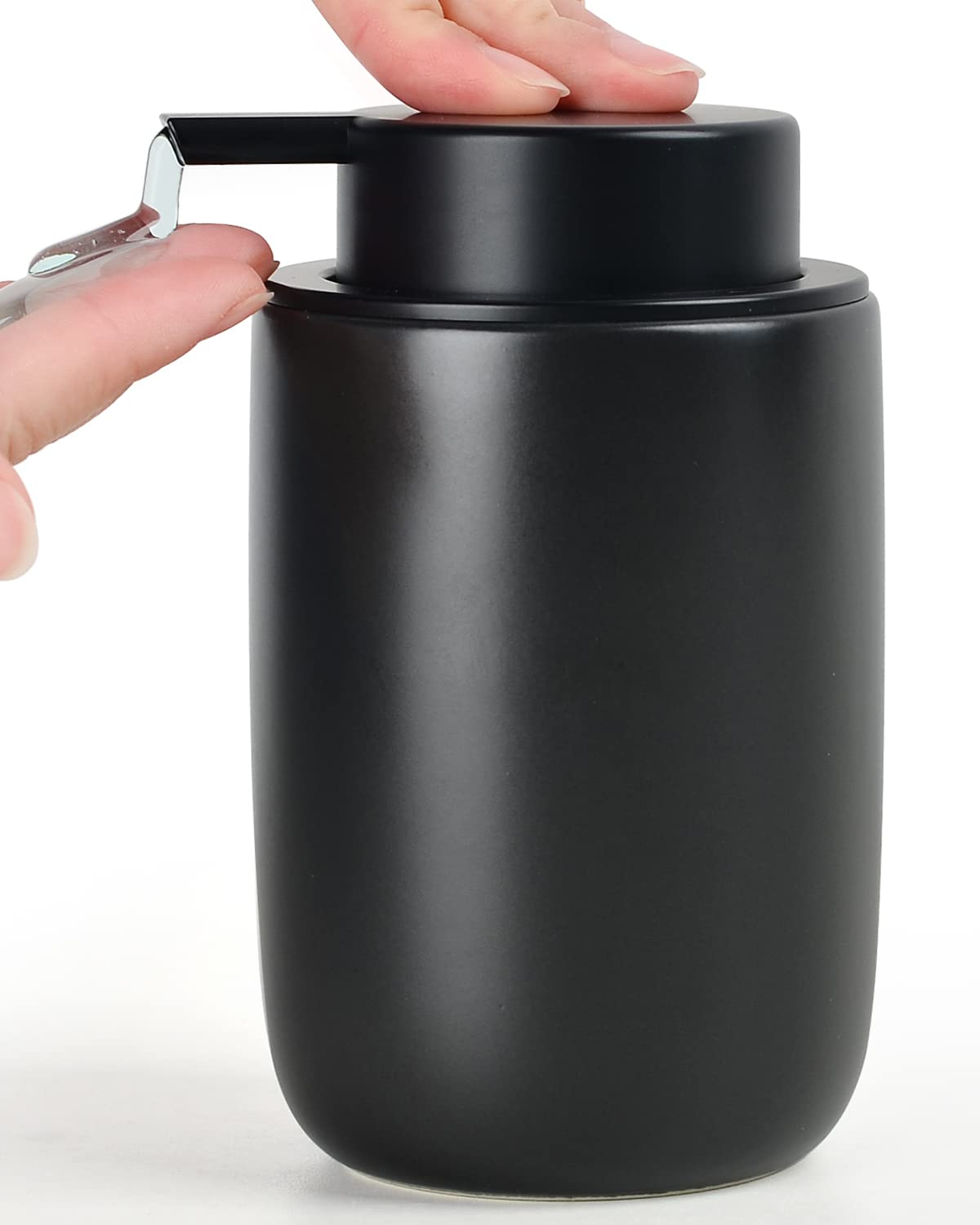 Bosilunlife Lotion Pump Dispenser - Matte Black Soap Dispenser Bathroom Ceramic Dish Liquid Soap Dispenser For Kitchen, Bathroom