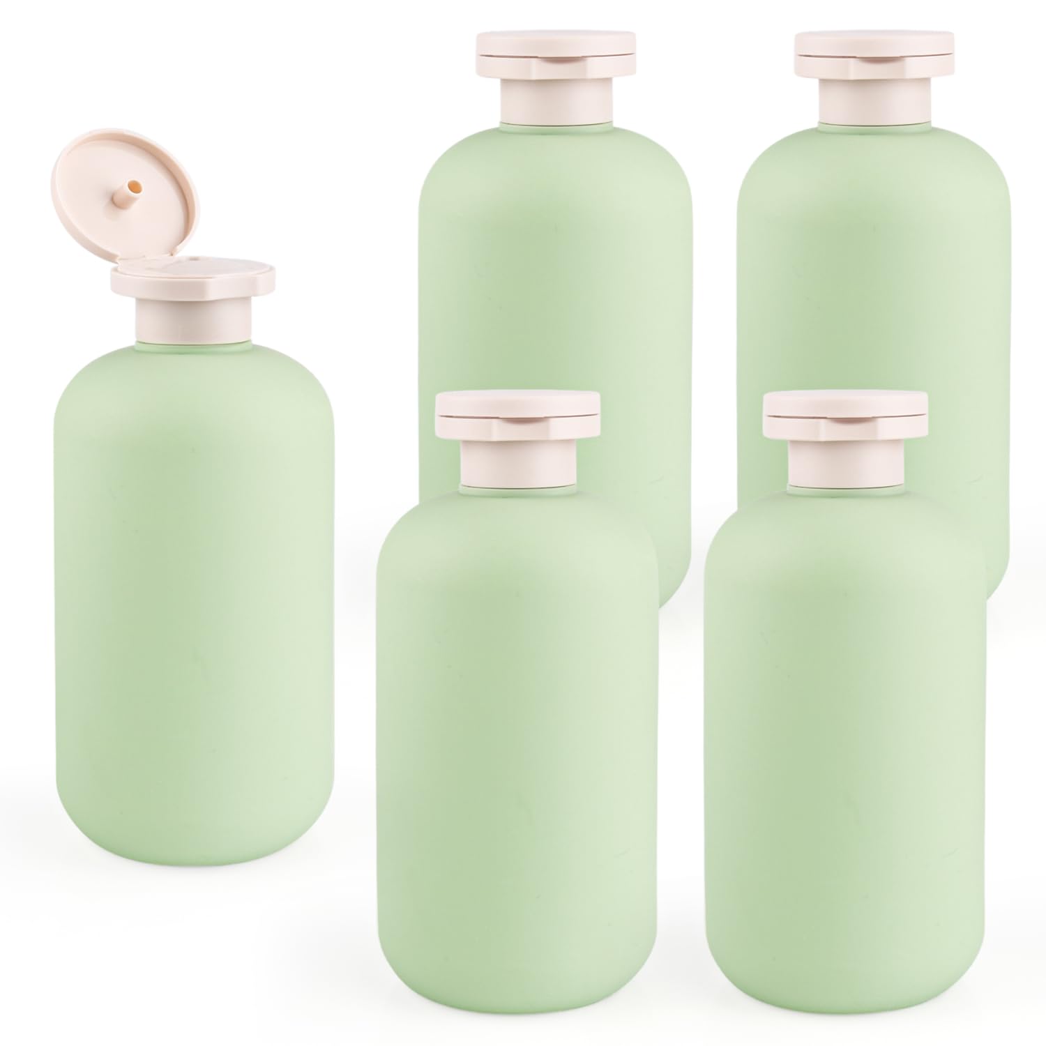 5 Pcs 300Ml/10Oz Squeeze Bottles Plastic Travel Lotion Bottles Refillable Containers With Flip Cap For Toiletries Creams Lotion