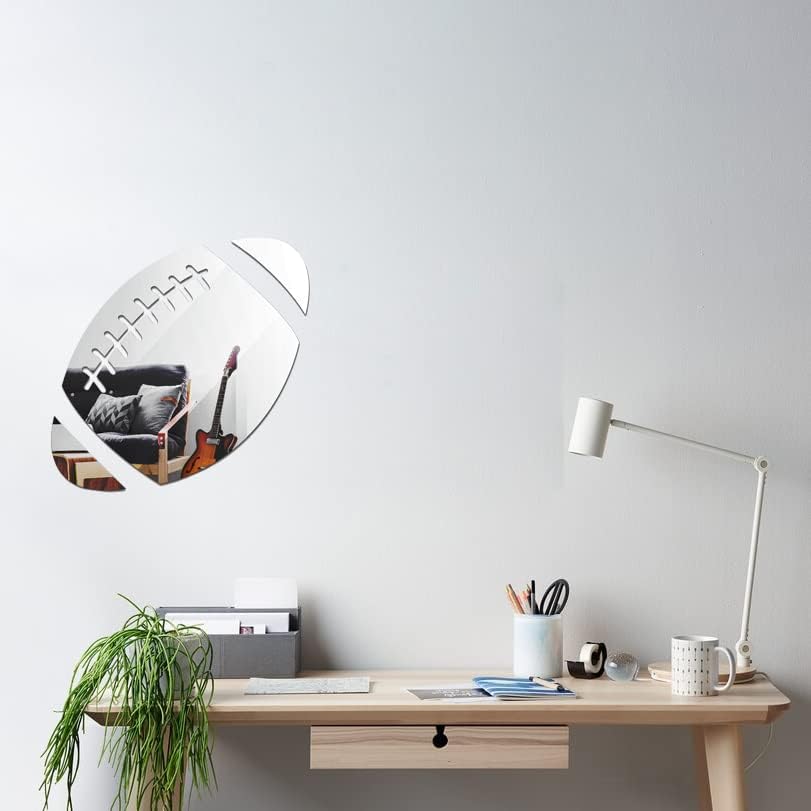 ODOTTAA Cute Acrylic Mirror Sticker Decal - Football Design, 30cm, Multi Color, Perfect for Home Decor