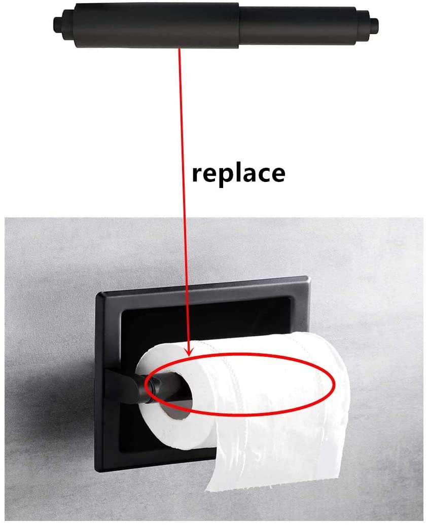 Toilet Paper Holder Roller 2Pcs Black Color Plastic Toilet Tissue Flexible Holder Replacement Bathroom Plastic Spring Loaded Ins