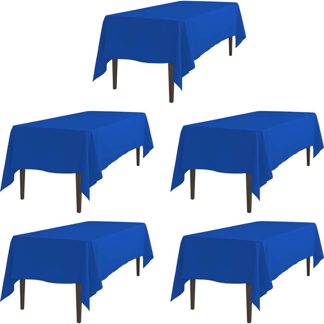 Ltc Linens 5 Pack Rectangle Tablecloths Royal Blue 70 X 120 Inch For 6 Or 8 Ft Rectangular Banquet Tables With Half-Drop - Stain