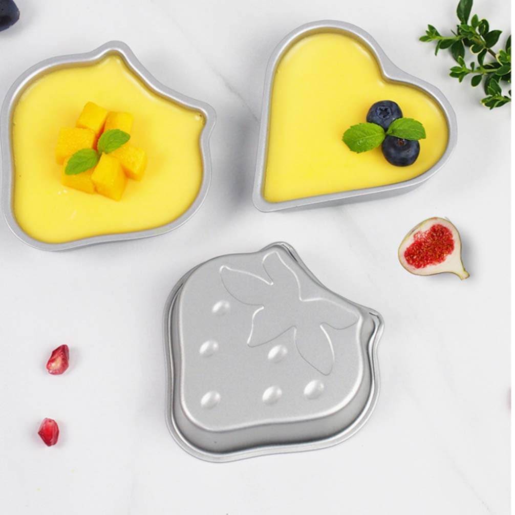 Cabilock 2 Pcs Mini Cake Pan Strawberry Shaped Muffin Baking Tray Pastry Non- Stick Bakeware Cupcake Pan For Home Kitchen Silver