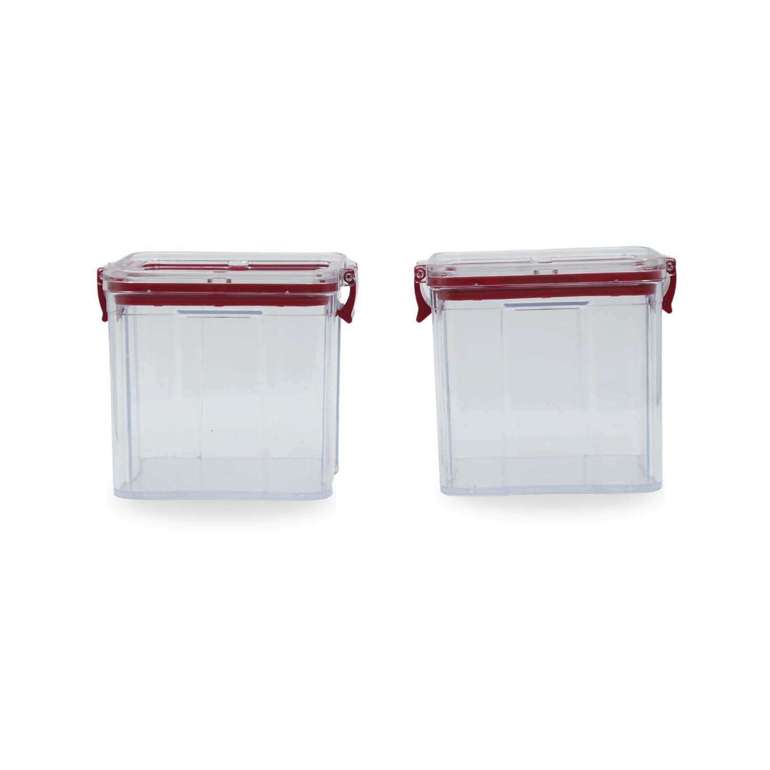 Airlock Clear Square Airtight Storage Containers Set Of 2 (650 Ml) | BpaFree Transparent Food Storage Boxes | Stackable Kitchen