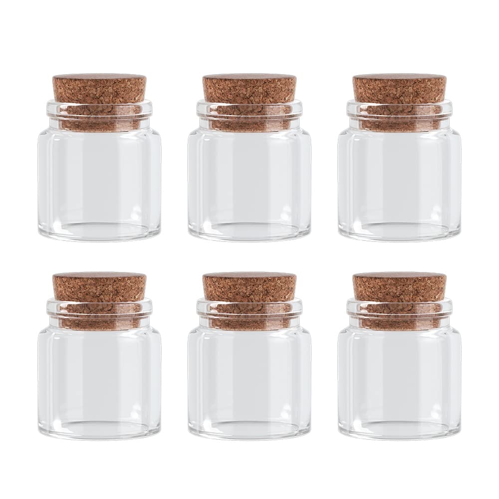 Danmu 50ml Mini Glass Bottles, Small Jars with Wood Cork Stoppers, Message Bottles for Wedding Favors, Baby Shower Favors, DIY C