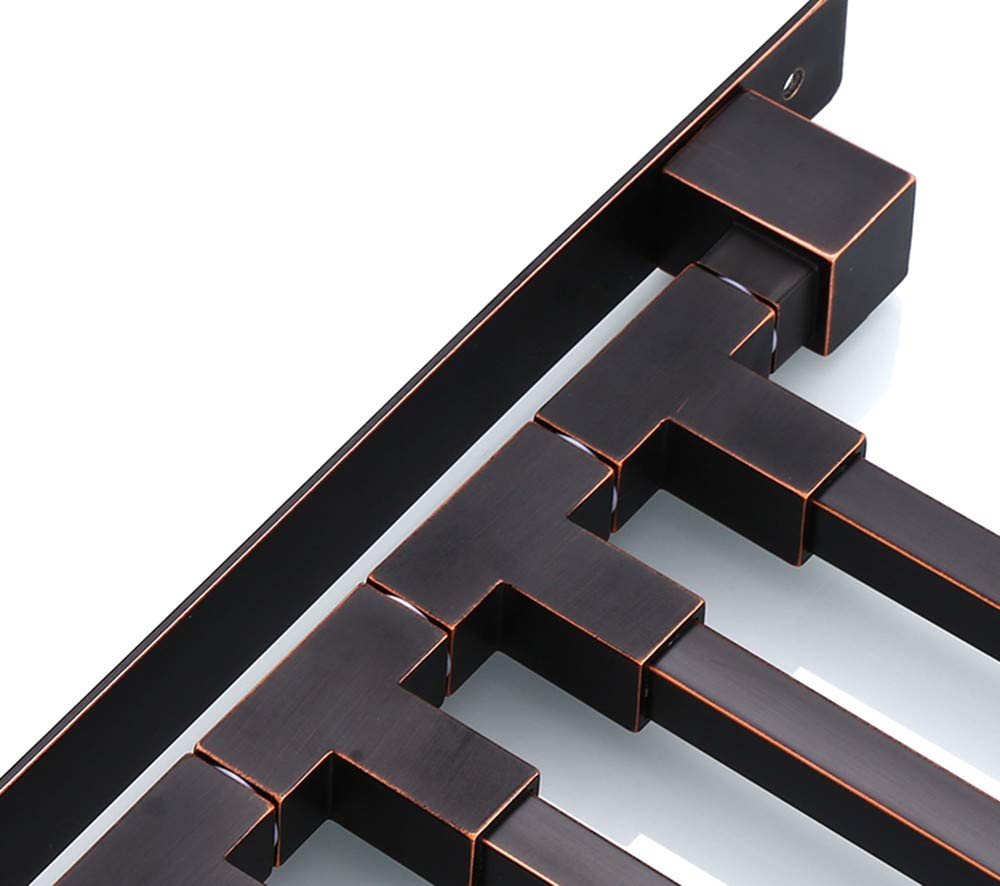 ELLO&ALLO Oil Rubbed Bronze Swing Out Towel Rack for Bathroom Holder Wall Mounted Towel Bars with Hook 3-Arm