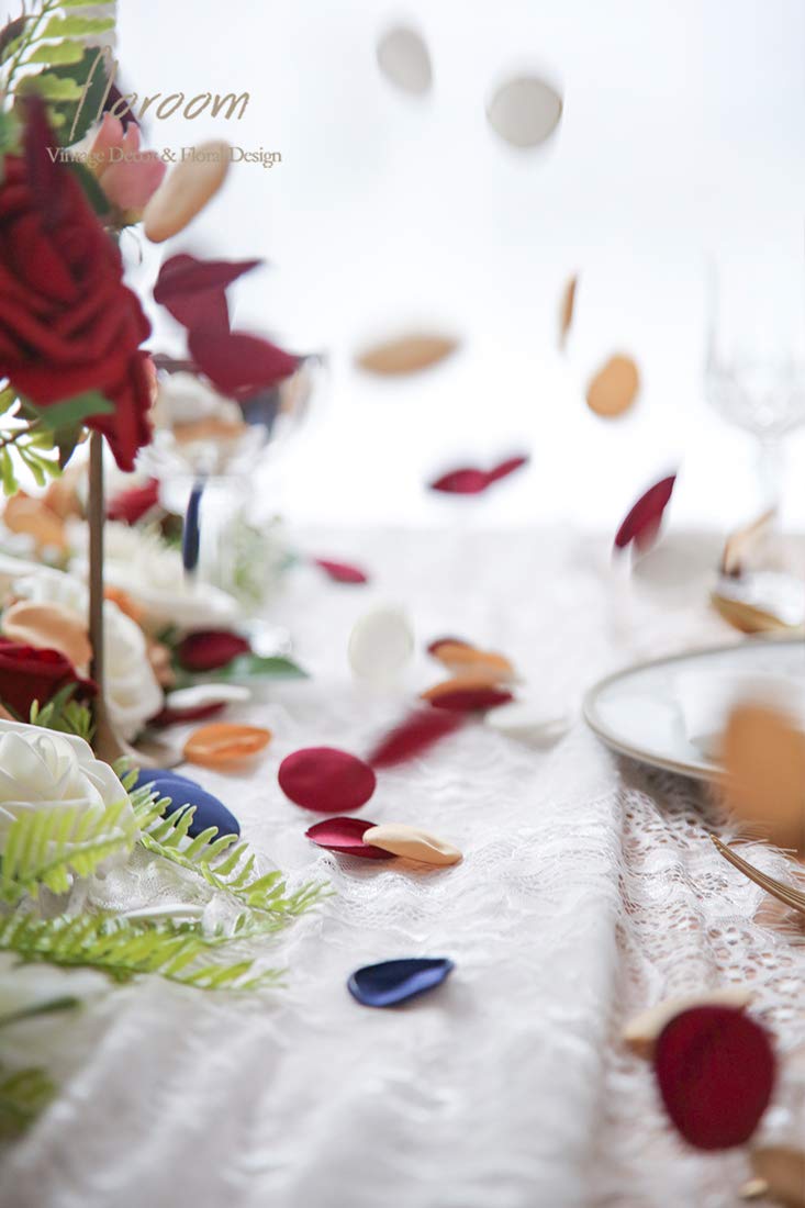 Floroom 300Pcs Rose Petals Burgundy Navy Faux Silk Flower Petals For Wedding Flower Girl Basket Aisle Runner Scatter Dinner Tabl