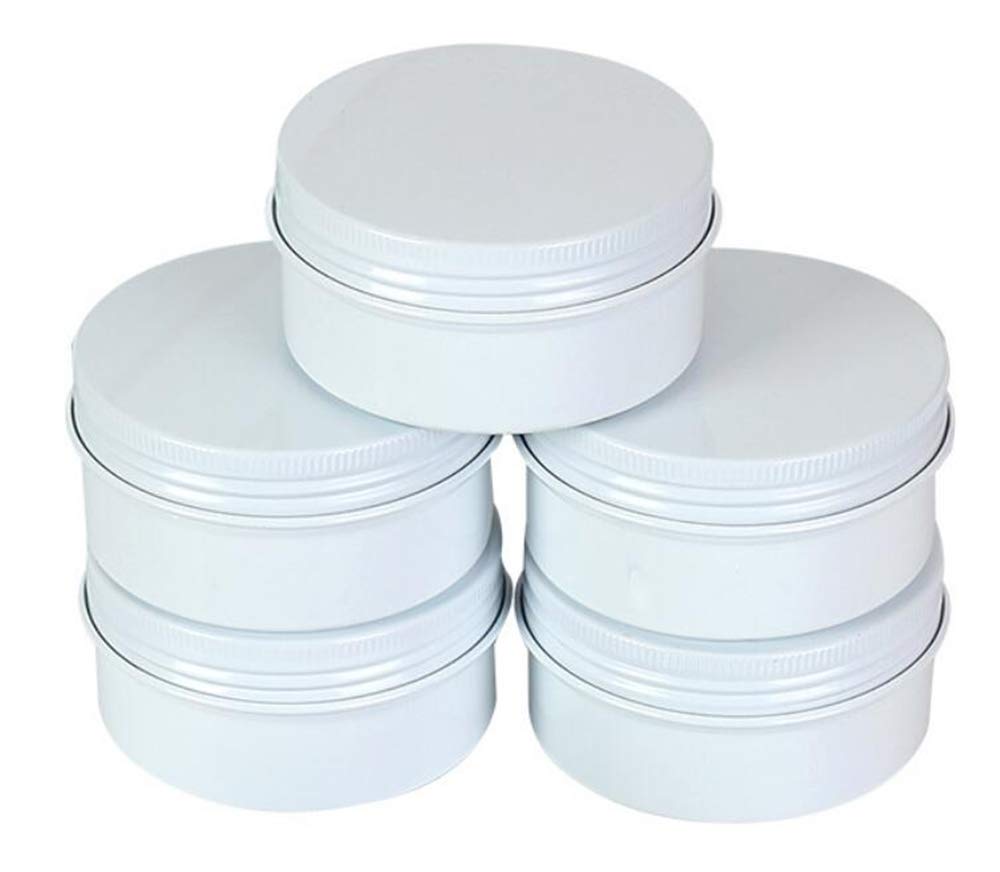 3Oz/90Ml White Aluminum Tin Jar With Screw Lid 3Oz. Containers With Lids 3 Ounce Metal Steel Tin Cosmetic Sample Containers For