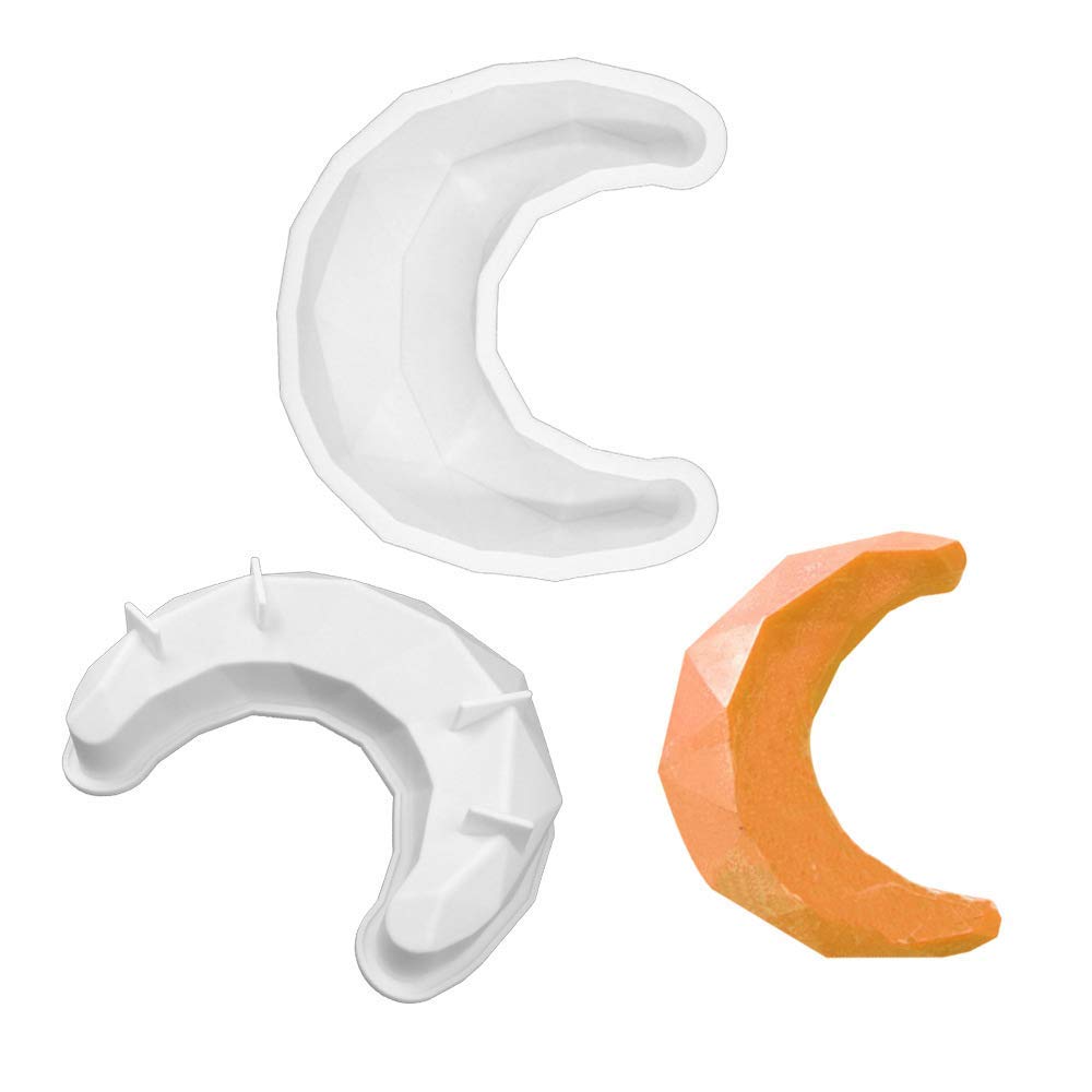 3D Diamond Moon Shaped Silicone Cake Baking Mold Crescent Moonlight Sonata Mousse Pan Bread Pizza Baking Mold Kitchen Bakeware T