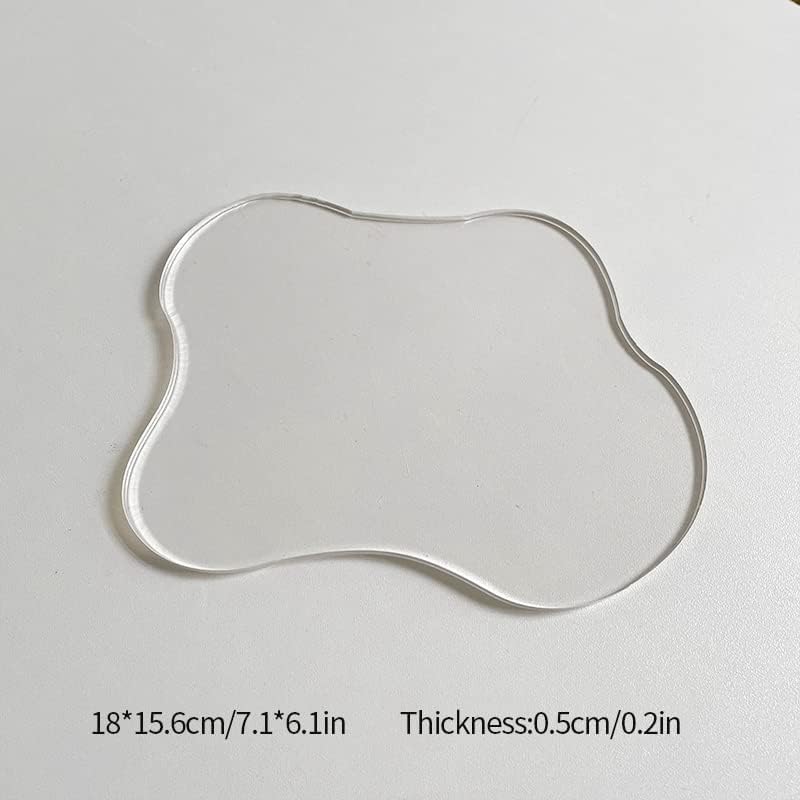 Set Of 2 Acrylic Cup Coaster,Ins Irregular Coaster,Acrylic Drink Coasters For Dining Room Living Room Patio Coffee Table (Clear)