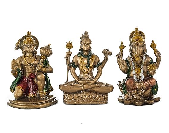 Soni Craft Handicraft Polyresin Combo Set Laxmi Ji Ganesh Ji Hanuman Ji Swarsati Ji Budh Ji Bhagwan Shiv Ji Home Temple Decorati