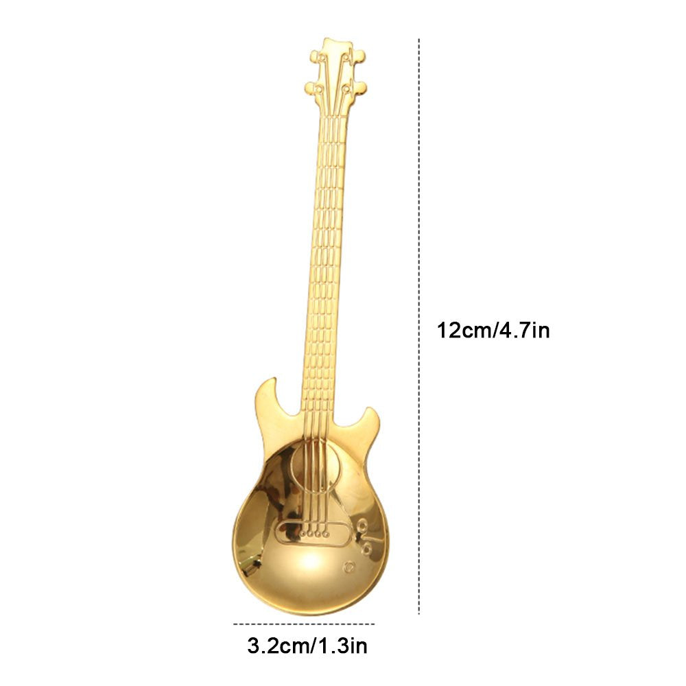 Tvoip 7Pcs Stainless Steel Guitar Shaped Love Coffee Spoon Teaspoon Children Spoon New Beautiful 7 Colors Coffee Tea Use