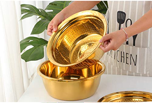 Qobimoon 3Pc/Set Colander Set Stainless Steel Vegetable Slicer Fruit Potato Peeler Carrot Grater Strainer Utensil Round Rice Was