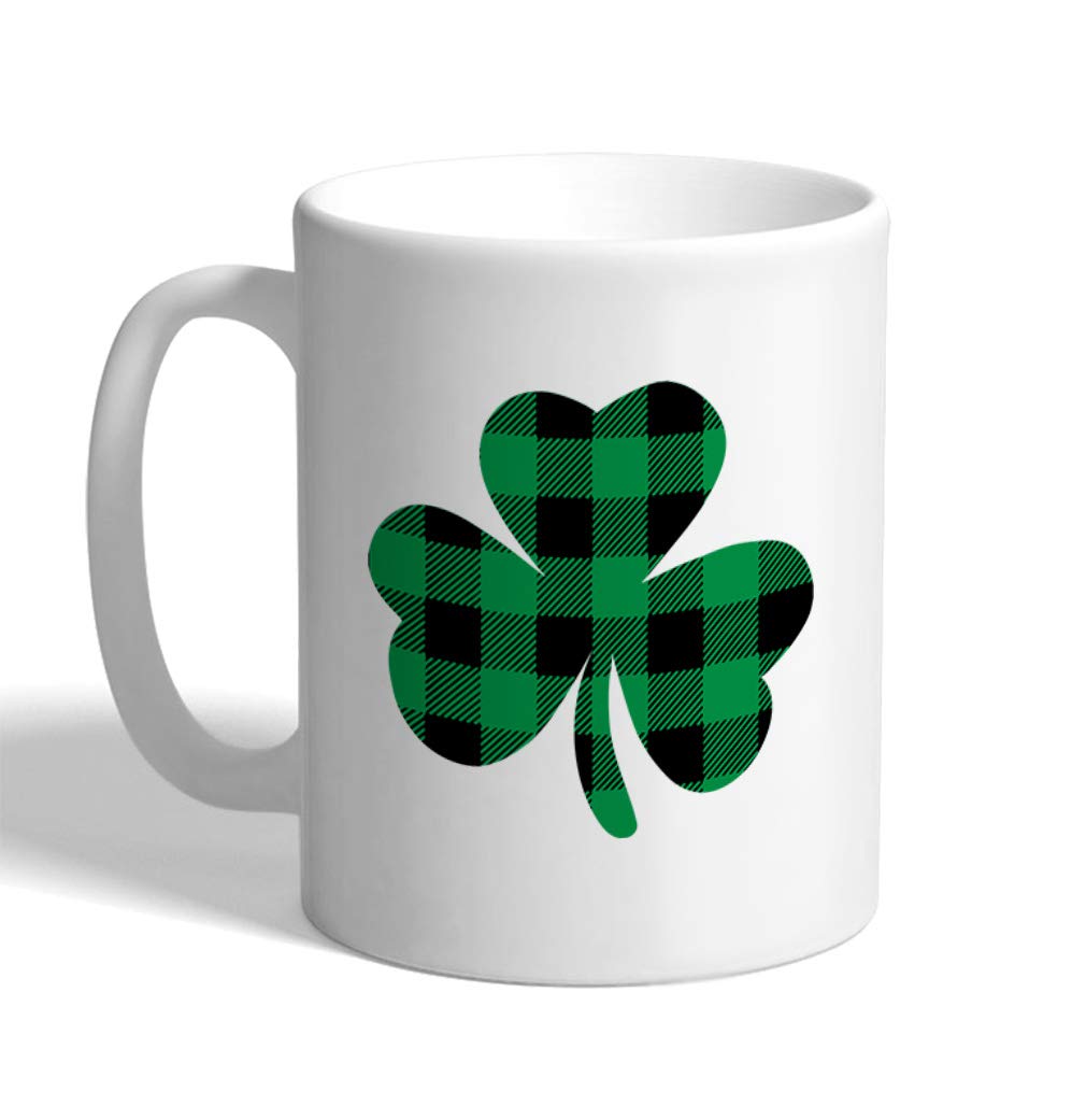 Coffee Mug 11 Ounces Plaid Shamrock Clover Irish St Patrick 's Ireland Lucky Ceramic Tea Cup Design Only