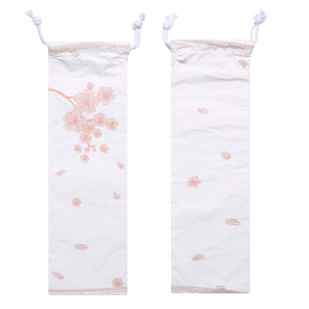 Quotidian Pink Sakura Portable Reusable Tyvek Travel Carrying Case 3 1/2 '' X 11 1/2 '' (9 X 29.5Cm) Pack Of 2 - Drinking Straws