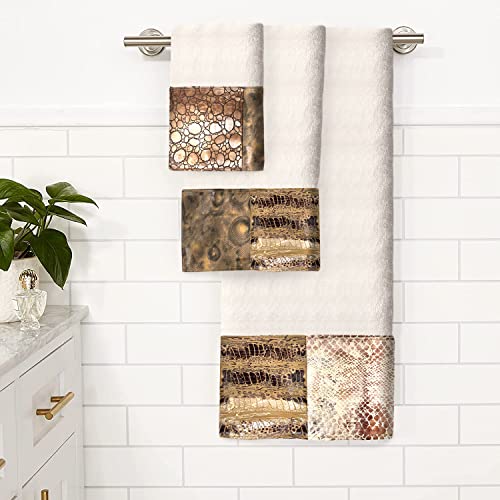 Zahari Home Zambia Animal Print Bathroom Towel Set 3 Piece Towel Bath Towel, Hand Towel And Wash Towel Classic Luxury Contempora