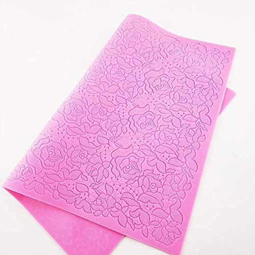 Xidmold Silicone Imprint Mat Gum Paste Rose Flower Press Mold Cake Embosser Silicone Lace Mat Fondant Decorating Mold Embossing