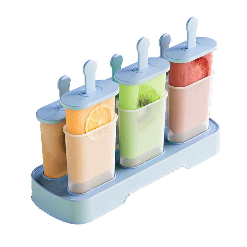 Popsicle Molds Set 6 Pieces Ice Popsicle Maker-Bpa Free,Easy-Release Ice Pop Molds,Homemade Ice Cream Molds (Blue)